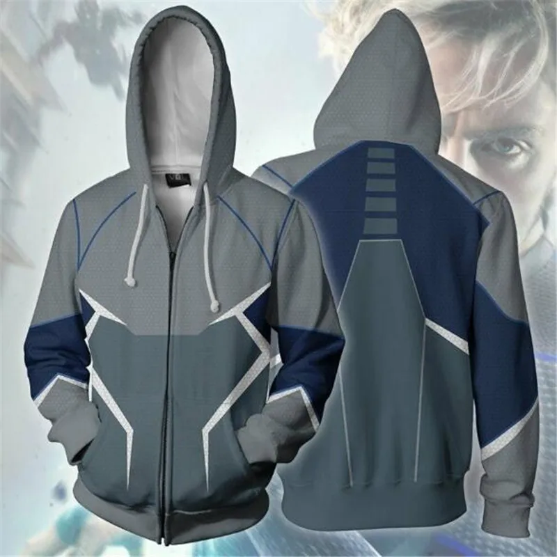 Marvel супергерой косплей Quicksilver толстовка на молнии мужская и женская одежда свитер 3D печать Новинка
