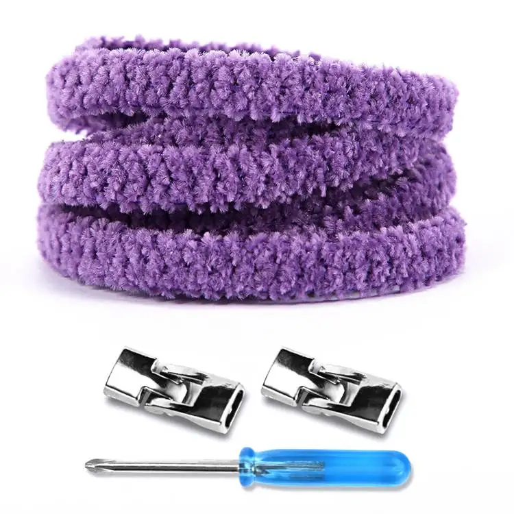 Фиолетовый Hook metal head Plush elastic shoelaces, suitable for children and adults lazy shoelaces, 15 colors optional, 8 colored metal he - Цвет: Фиолетовый