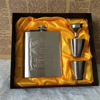 

Creative Stainless Steel Hip Flask Pocket Portable Wine Glass with Box Mini Drinking Utensils Alcoholbottle Drinking Men's Gifts