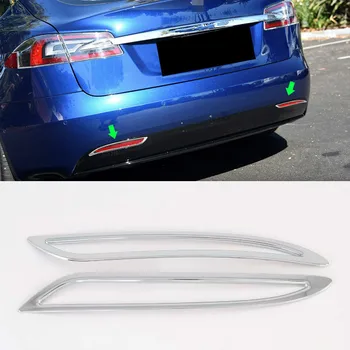 

For Tesla Model S 2015 2016 2017 2018 2019 ABS Chrome Rear Fog Light Lamp Decoration Car Exterior Accessories Cover Trim 2PCS