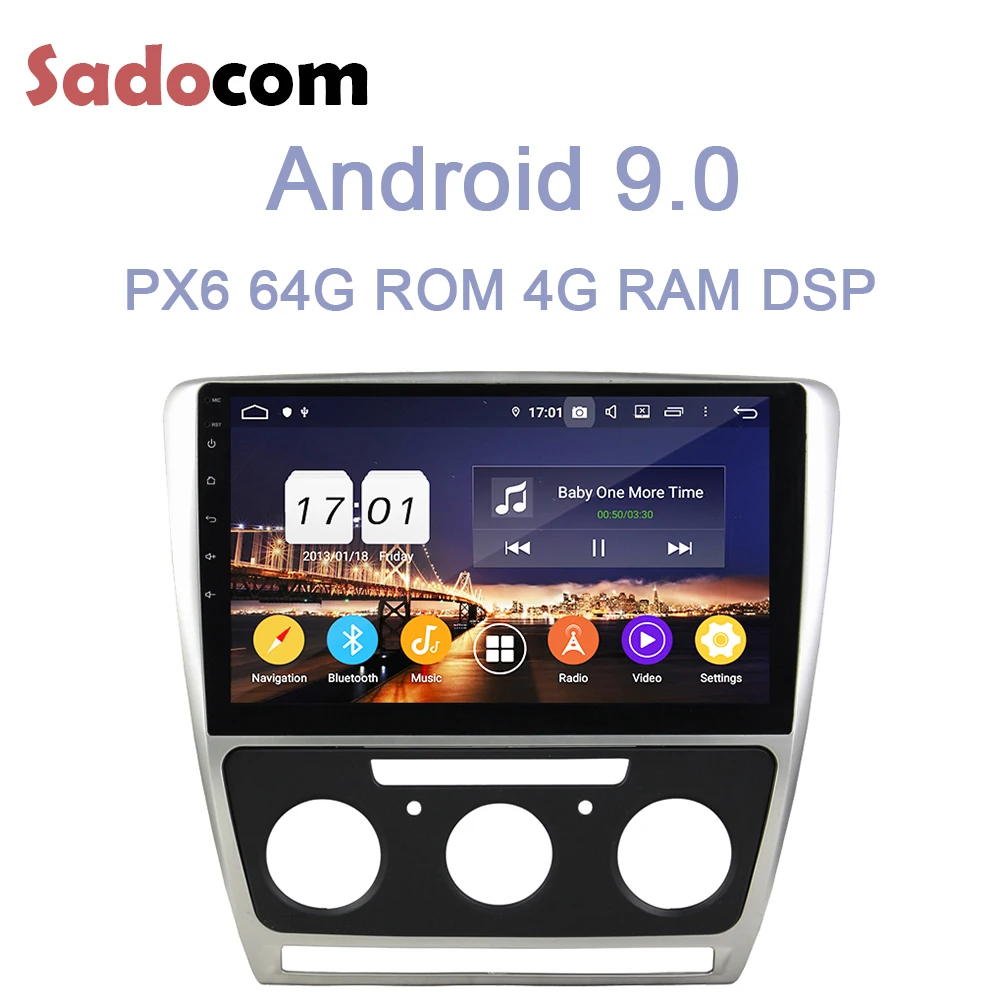 Автомобильный DVD-плеер DSP PX6 10 1 дюйма Android 0 64 Гб ПЗУ 4 ОЗУ RDS Bluetooth 5 для VW Octavia MT 2010-2014 |
