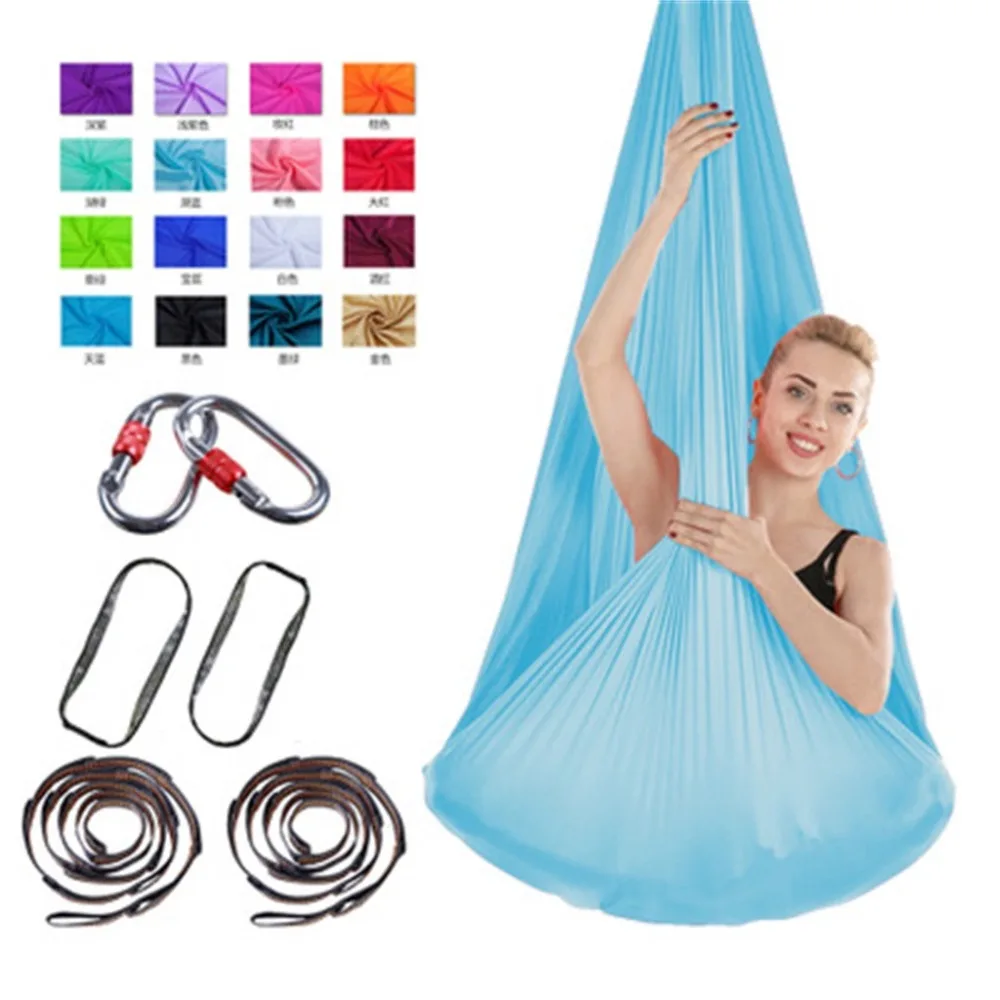 4m wide stretch aerial yoga hammock indoor silk anti-gravity yoga free knotted knot and rope aerial yoga swing set yoga 30S30 (30)