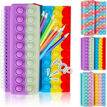 

Kawaii Tie-Dye Push Popper Popping Bubble Sensory Pop Bubbles Fidget Toys Notebook With Pencil Case for Office School Supplies