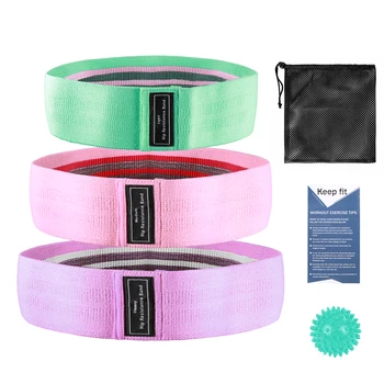 

2pcs Booty Band Fabric Resistance Glute Bands for Legs and Butt Hip Workout Exercise Bands with Spiky Massage Ball and Carry Bag
