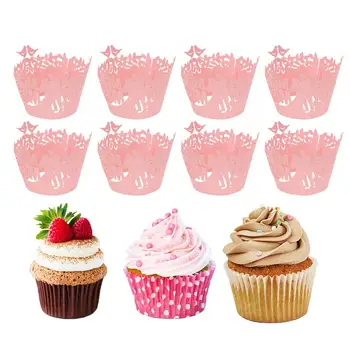 

50pcs Cake Cupcake Wrappers Filigree Vine Cross Lace Out Paper Muffin Cases Wedding Party Decor Wrappers Baking Cup Case Trays