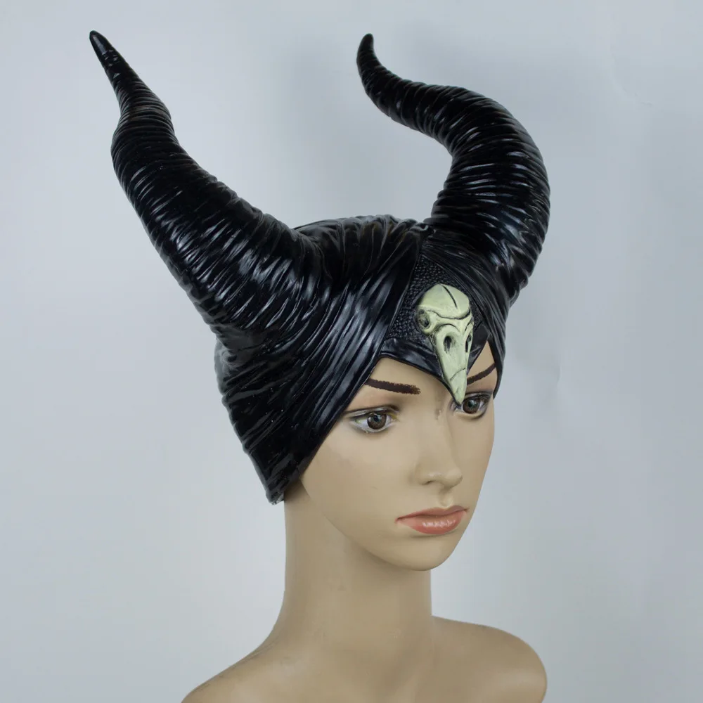 womens halloween costumes Halloween new style Maleficent:Mistress of Evil Headwear Mask Cosplay Props Unisex Halloween Black Queen Headgear Horns Hat spider woman costume