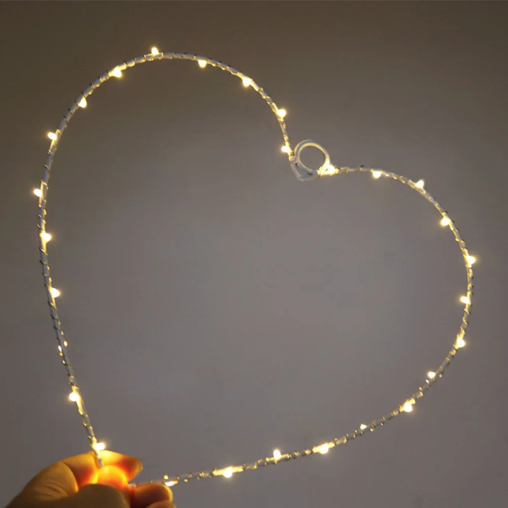 Love Heart Valentines Day Decoration Led Lamp Night Light Iron Wedding Gift Bedroom Metal Wall Mount Battery Powered Home