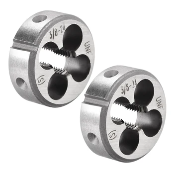 

uxcell 2 Pcs 3/8"-24 UNF Right Hand Round Die HSS (High Speed Steel)