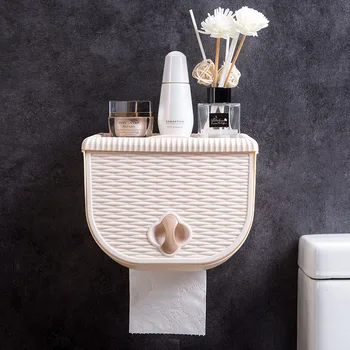 

GURET Home Punch Free Toilet Paper Holder Creative Woven pattern Tissue Box Bathroom Waterproof Storage Box Bathroom Accessories