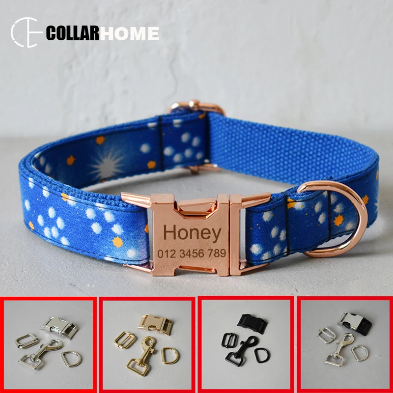 

Blue sky dog collar leash for medium big dogs custom pet name collar engraved ID phone with bow tie pet straps rope high quality