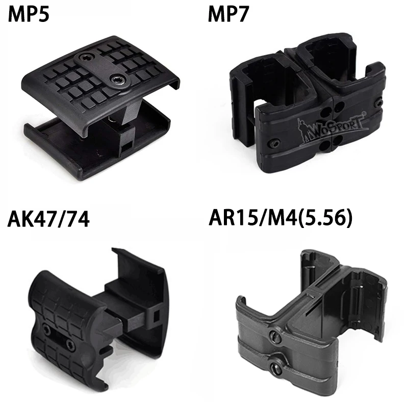 Gun Rifle Charger Magazine Mag Coupler Clip Mag-Link Connector For AK 47 74 MP5 AR 15 M4A1 MP7 5.56MM Airsoft Hunting Accessory airsoft accessory