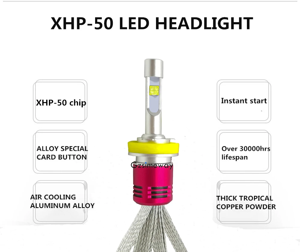 2 шт. Автомобильные фары H4 LED H7 H11 H1 H3 H9 9005 9012 лампочки Супер яркие с XHP50 4300K 6000K 104W HB4 881