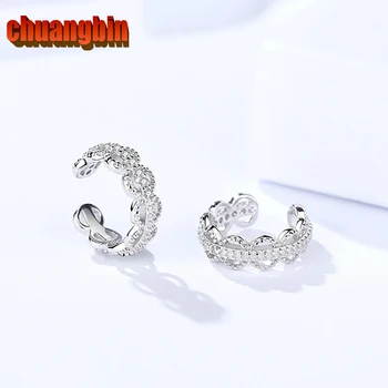 

Special offer S925 sterling silver Hollow zircon female Circle earrings No pierced Fashion Lace flower ears clip jewelry
