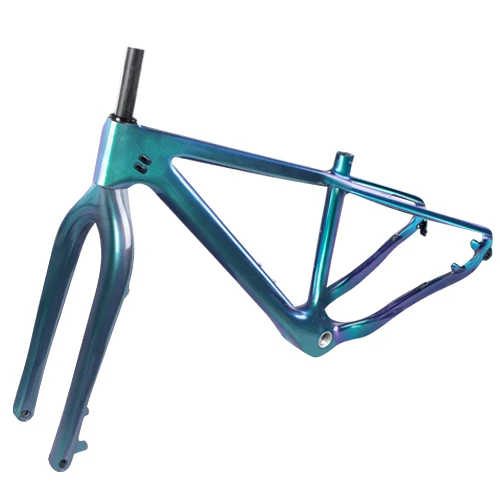 Chameleon blue Карбоновая рама для велосипеда с вилкой 26er 16 18, рама для велосипеда BSA, дисковый тормоз T800, карбоновые рамы для велосипеда, подходит для 4,8 шин - Цвет: Chameleon blue