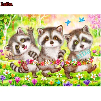 

Diy Diamond Painting Cute animal raccoon Kits Diamond Mosaic Embroidery Cross Stitch 3d round drill gift Decoration rhinestone