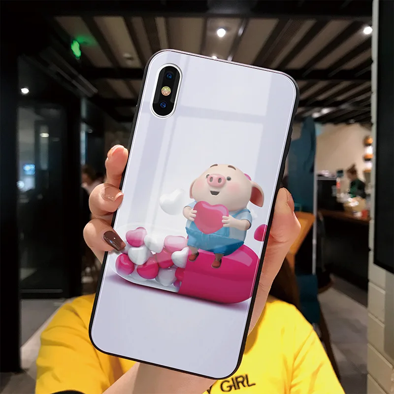 Чехол для iPhone 11 Pro Max 11 Pro i8 i8 Plus i7 i7 Plus i6 i6s Очаровательная Милая свинья из закаленного стекла Fpr huawei P30 P30 Pro