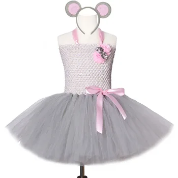 

POSH DREAM Grey Cartoon Mouse Cosplay Tutu Dress Children Girl's Holiday Party Performance Clothing Mouse Halloween Party Dress
