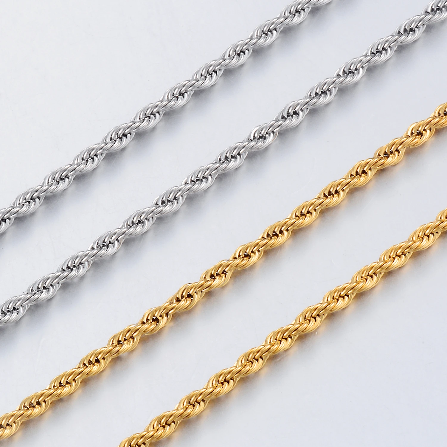 Width 2/3/4/5/6mm 316L Stainless Steel Gold Color Twisted Rope Chain Necklace For Men's and Women's Jewelry wholesale 3