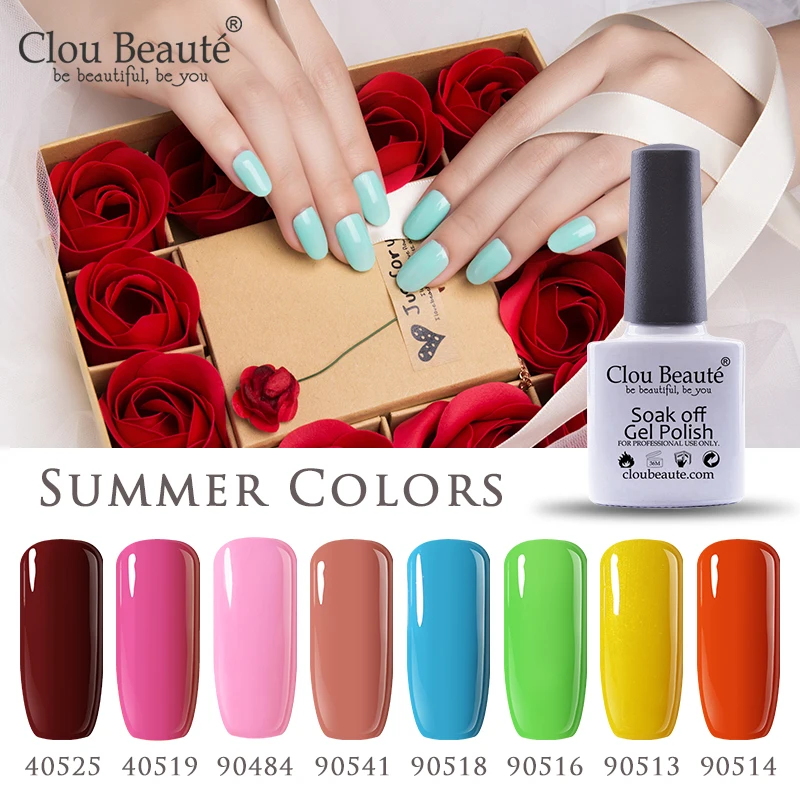 Гель лак Clou Beaute набор для маникюра полуперманентный верхний слой неоновый гель