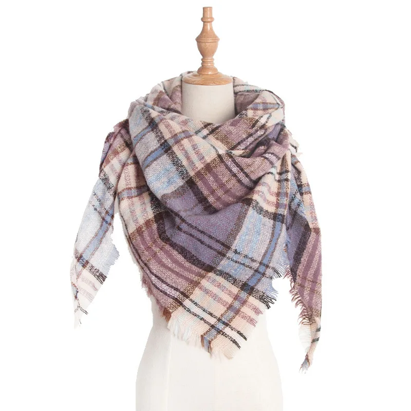 

Fashion Warm Women's Scarf Cashmere Winter Scarves Quality Female Shawl Plaid bufanda Triangle Shape Scarf Neck Wear Wholesale