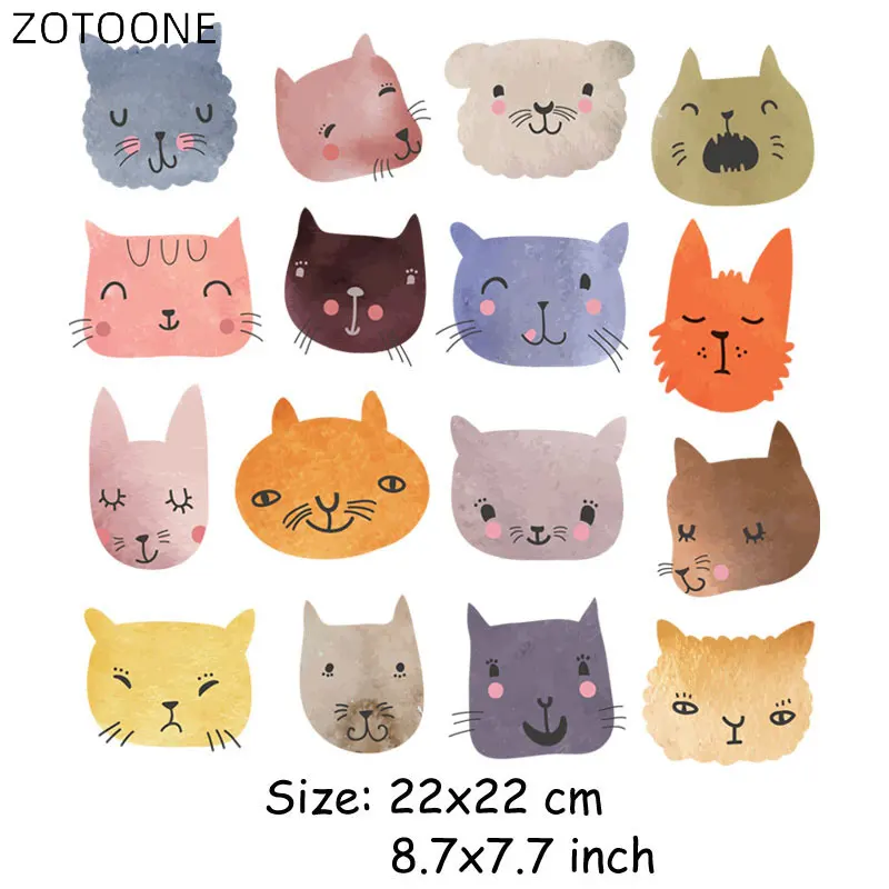 

ZOTOONE Smile Cat Patches Iron on Animal Set Stickers for Clothing Heat Transfers DIY Patch for Kids Vinyl Cloth Appliques H