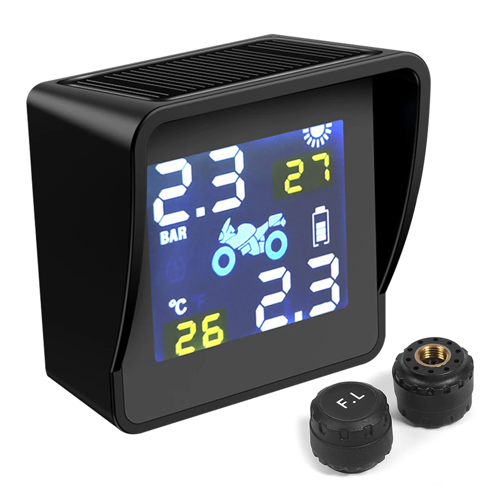 Motorcycle TPMS Tyre Pressure Monitoring System USB Solar Power Digital Auto Security Alarm Systems Motor Tire Warning | Автомобили и
