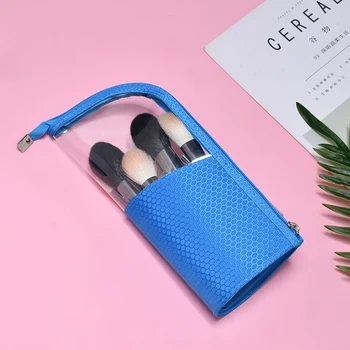 

Organizer Stand-up Pouch Waterproof Portable Travel Multifunction Brush Holder Half Transparent Pencil Case Makeup Bag Cosmetic