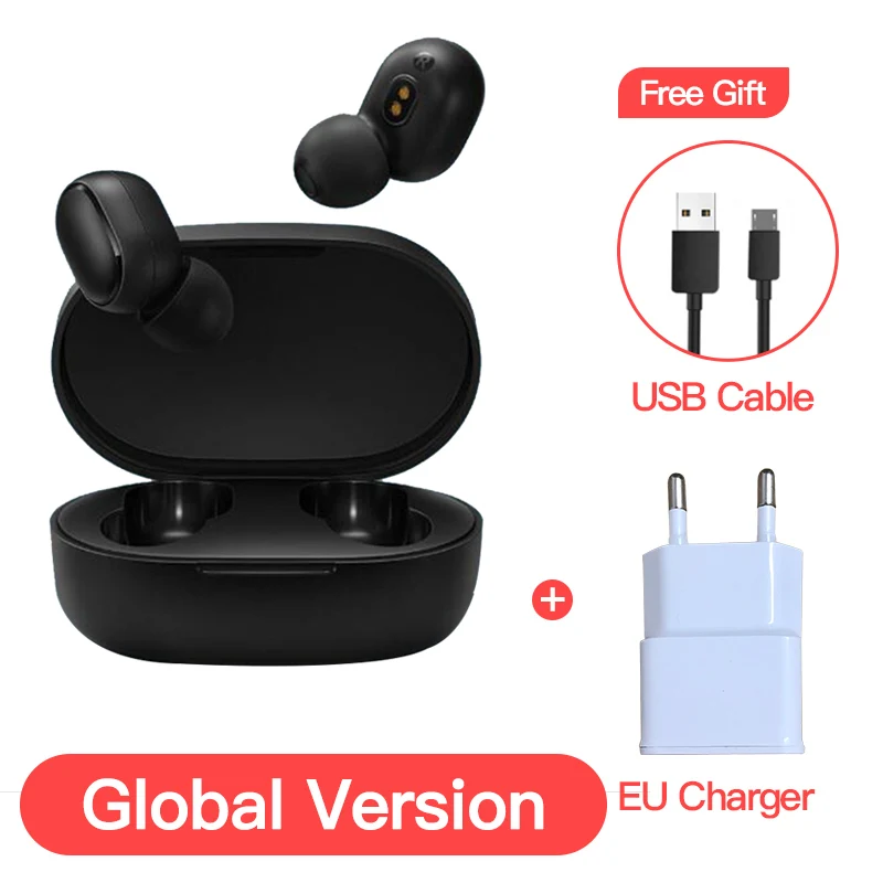 EN add EU charger Глобальная версия Xiaomi Redmi Airdots TWS наушники стерео беспроводной шумоподавление с микрофоном громкой связи AI Bluetooth 5,0 - Цвет: EN add EU charger