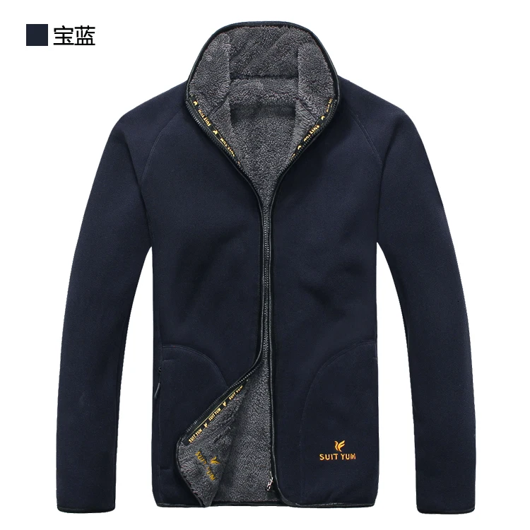 Mens Plus Velvet Warm Fleece Jacket Winter Outdoor Sport Thick Thermal Cardigan Coat Fleece Liner Riding Hiking Windproof Jacket