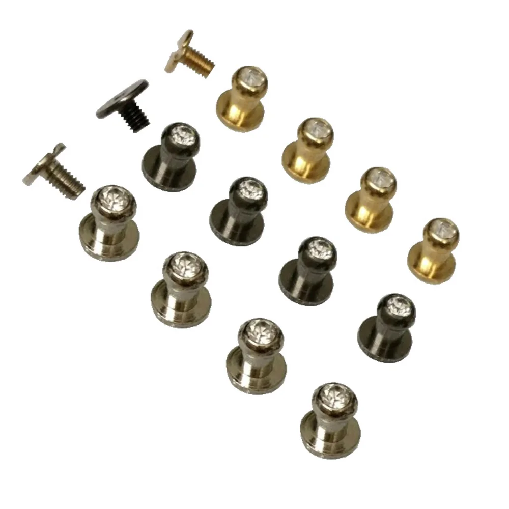 100pcs rivets strass 6mm-Or rivets en cristal de diamants en strass à pointes de rivets pour la décoration pour cuir/ceinture/sac à main goujons en strass