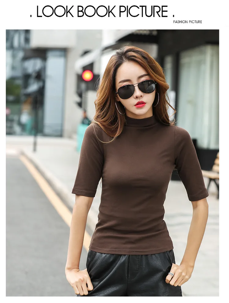 MRMT 2023 Marke Neue frauen T-sh Nahen Ärmeln Körper Abnehmen Frauen T-sh für Frau Semi-Hohen kragen Dünne Tops T280_voghion.com