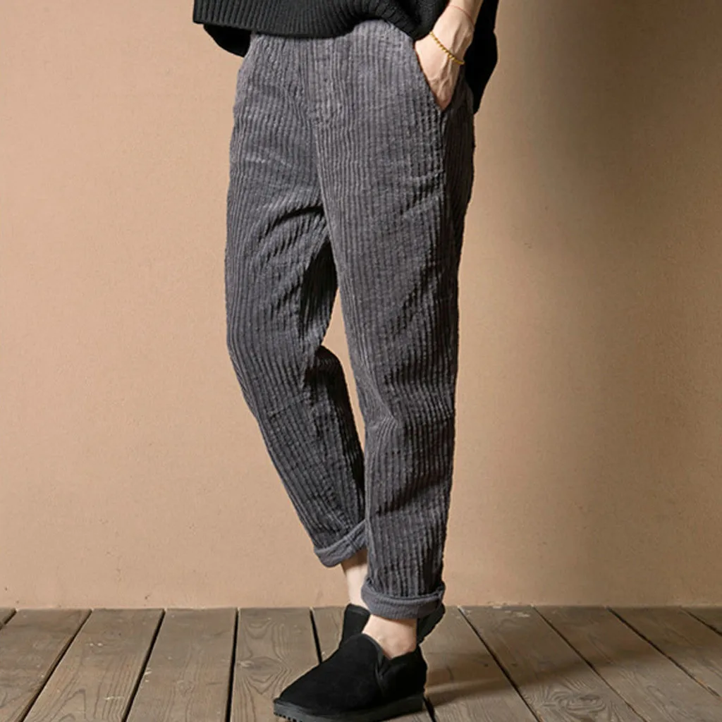 New Women's Harem Pants Autumn Winter Warm Corduroy High Waist Pants Plus Size Casual Pants Vintage Loose Trousers Femal#y2