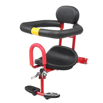 

Bike Bicycle Baby Seat For Kids Child Safety Seat Carrier Front Seat Saddle Cushion With Back Rest Foot Pedals Bike Child Seat