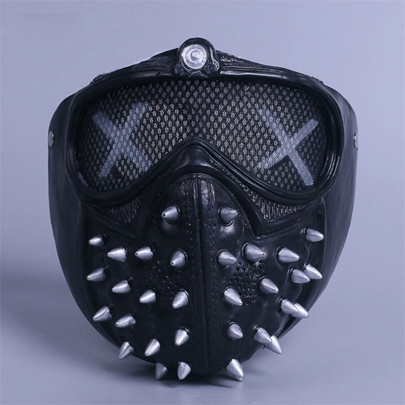 Mask without Lights Игра Часы Собаки 2 маска Маркус Холлоуэй светодиодный светильник маска косплей реквизит панк заклепки лицо маски вечеринка Хэллоуин маска черный - Цвет: Mask without Lights