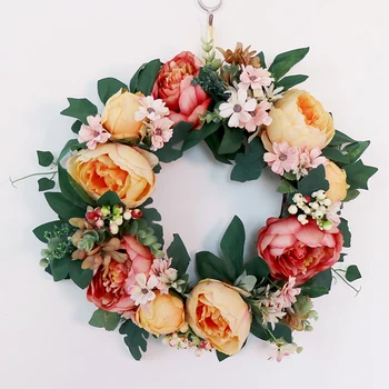 

1* 38-40cm Simulation Wreath Home Decor Simulation Flowers Artificial Wreath Floral Door Wedding Wall Hanging