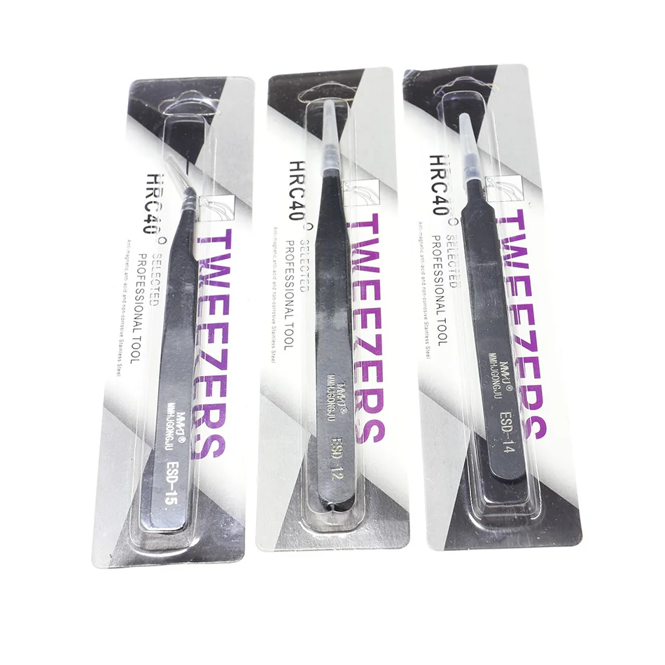 Anti-static ESD Stainless Steel Tweezers Maintenance Industrial Precision Curved Straight Tweezers Repair Tools 1 pcs tweezer tool tweezers repair tool