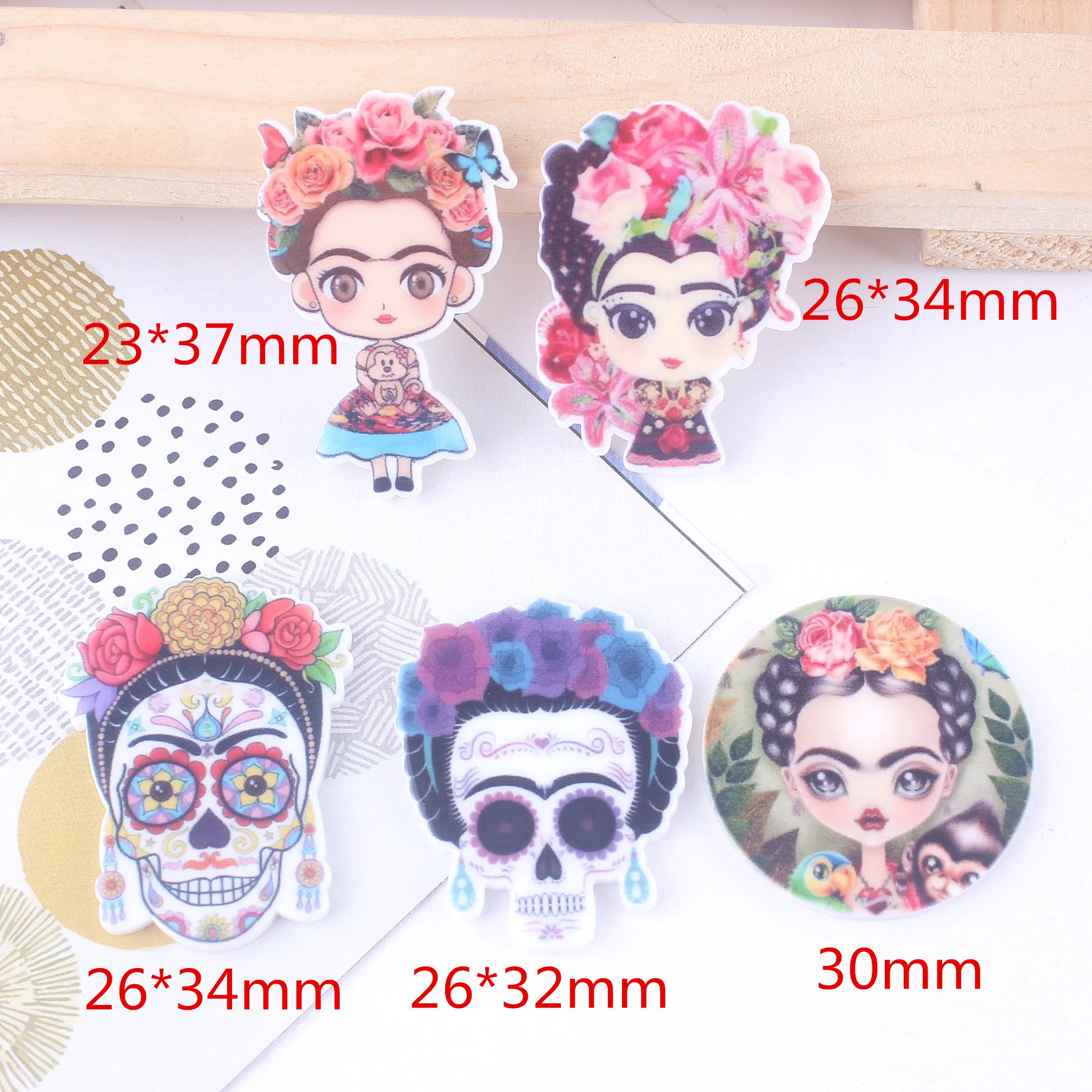 

10pc/lot planar resin skull with flowers resin cabochons accessories