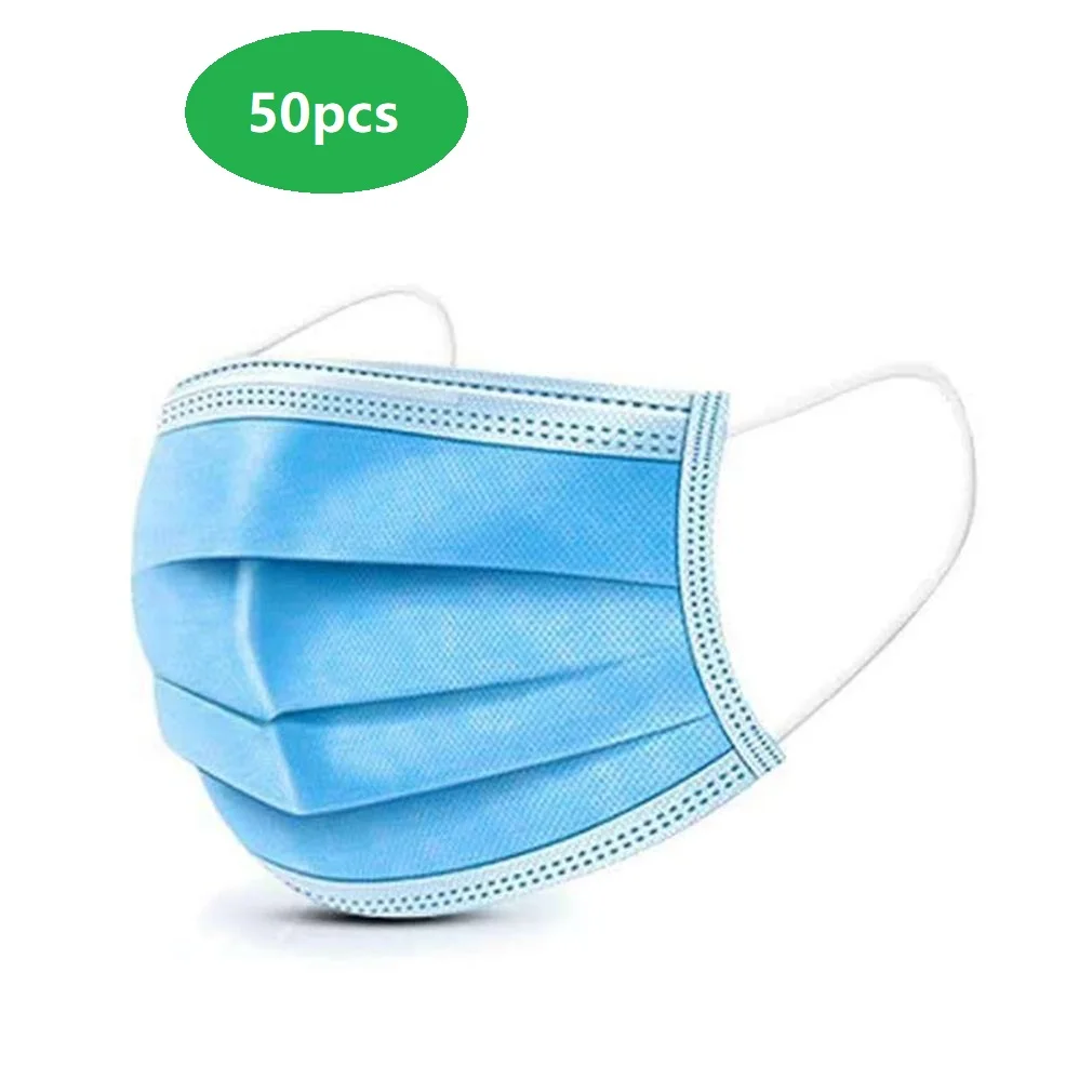 

Three Layers Filter Non-Woven Adult Mask PM2.5 Meltblown Filter Disposable Mask Protective Face Mask Anti Dust Mask 10/50pcs