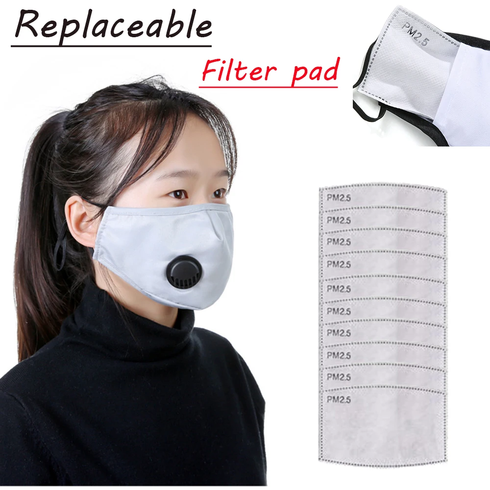 

Protective face Mask Dust Respirator Washable Reusable Cotton Unisex fabric Mask for Mouth mask antivirus Replaceable gasket
