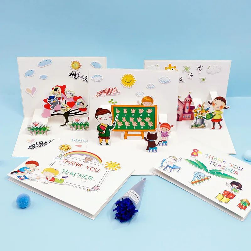 19 Journee Des Enseignants Carte De Voeux Maternelle Jeune Etudiant Carte Pour Envoyer Des Enseignants Bricolage Materiel Boite 5 Pieces Cadeau Creatif Aliexpress