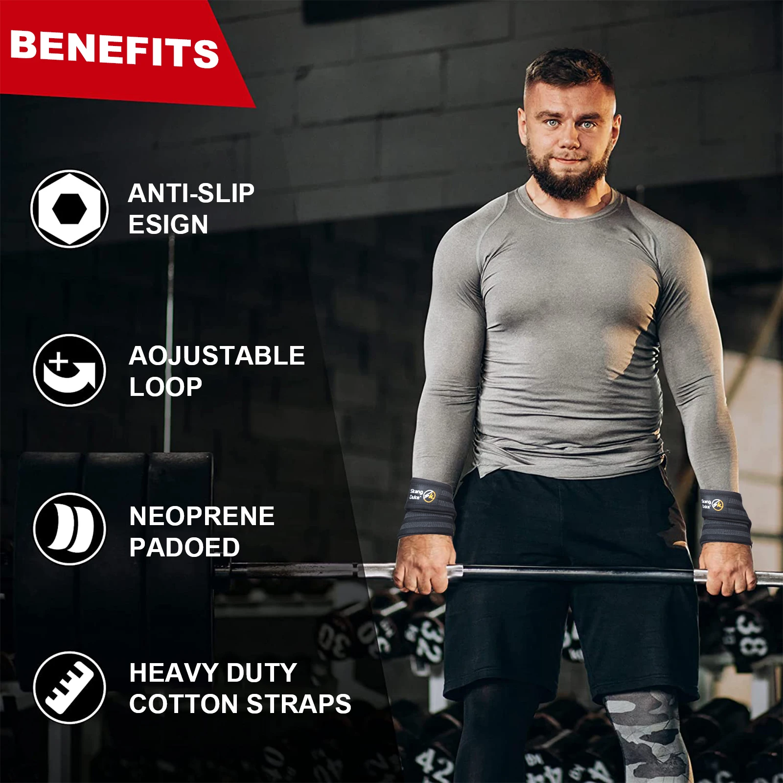 1 Pair Wrist Support Straps Weight Lifting Wrist Straps Deadlifting Wraps Bodybuilding Powerlifting Xfit Strength Training