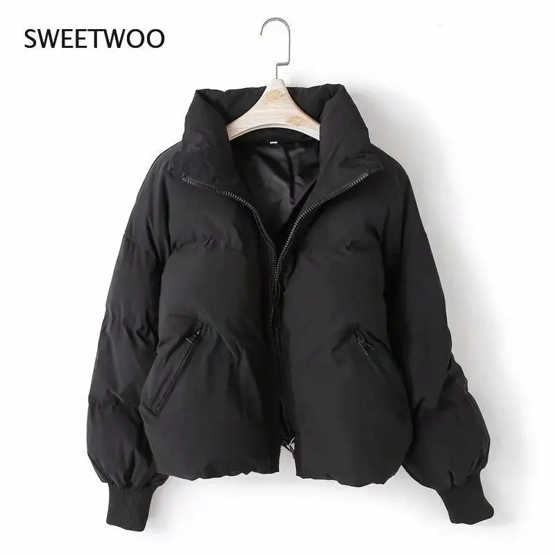 2021 Casaco Feminino Short Thick Warm Solid Zipper Vintage Autumn Winter Jackets Women Loose Ins Fashion Parkas Cotton Clothes