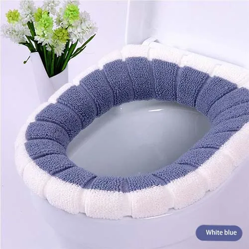 blue Универсальное теплое мягкое моющееся сиденье для унитаза, Комплект ковриков для домашнего декора, коврик для унитаза, чехол для сиденья, крышка унитаза, аксессуары - Цвет: blue