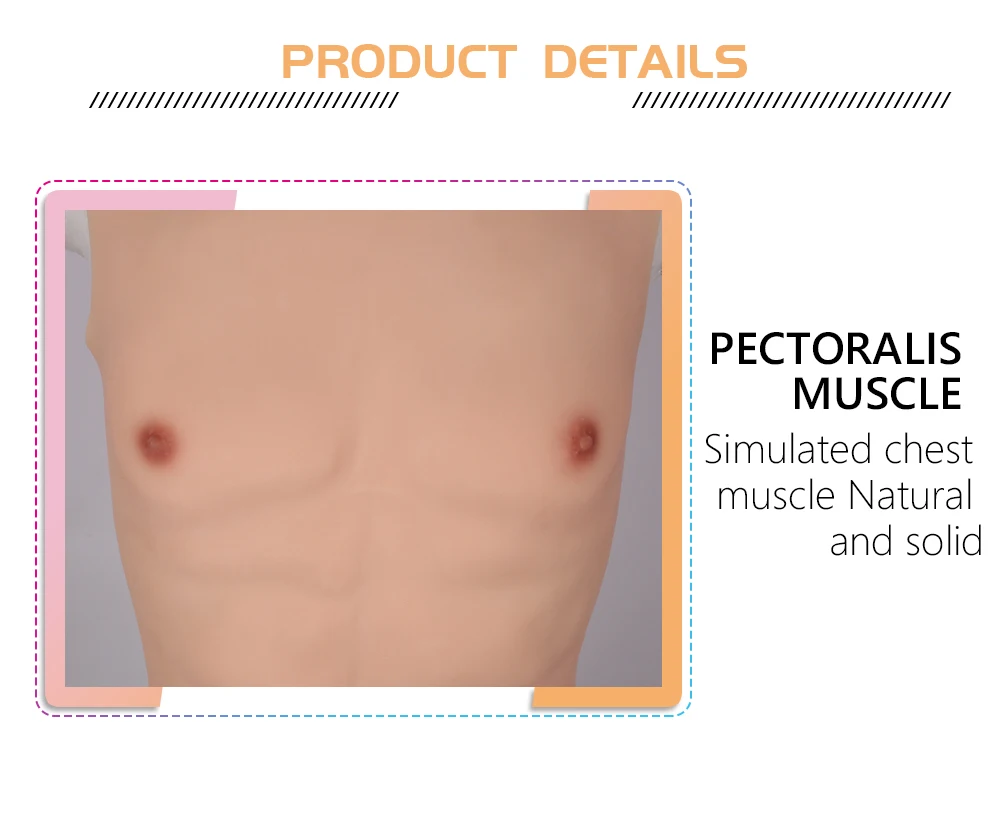 Drag Queen Perfect Pectorals Fake Male Chest Silicone Muscle Half Body High Collar Hollaween Props Cosplay Masquerade Costume (3)