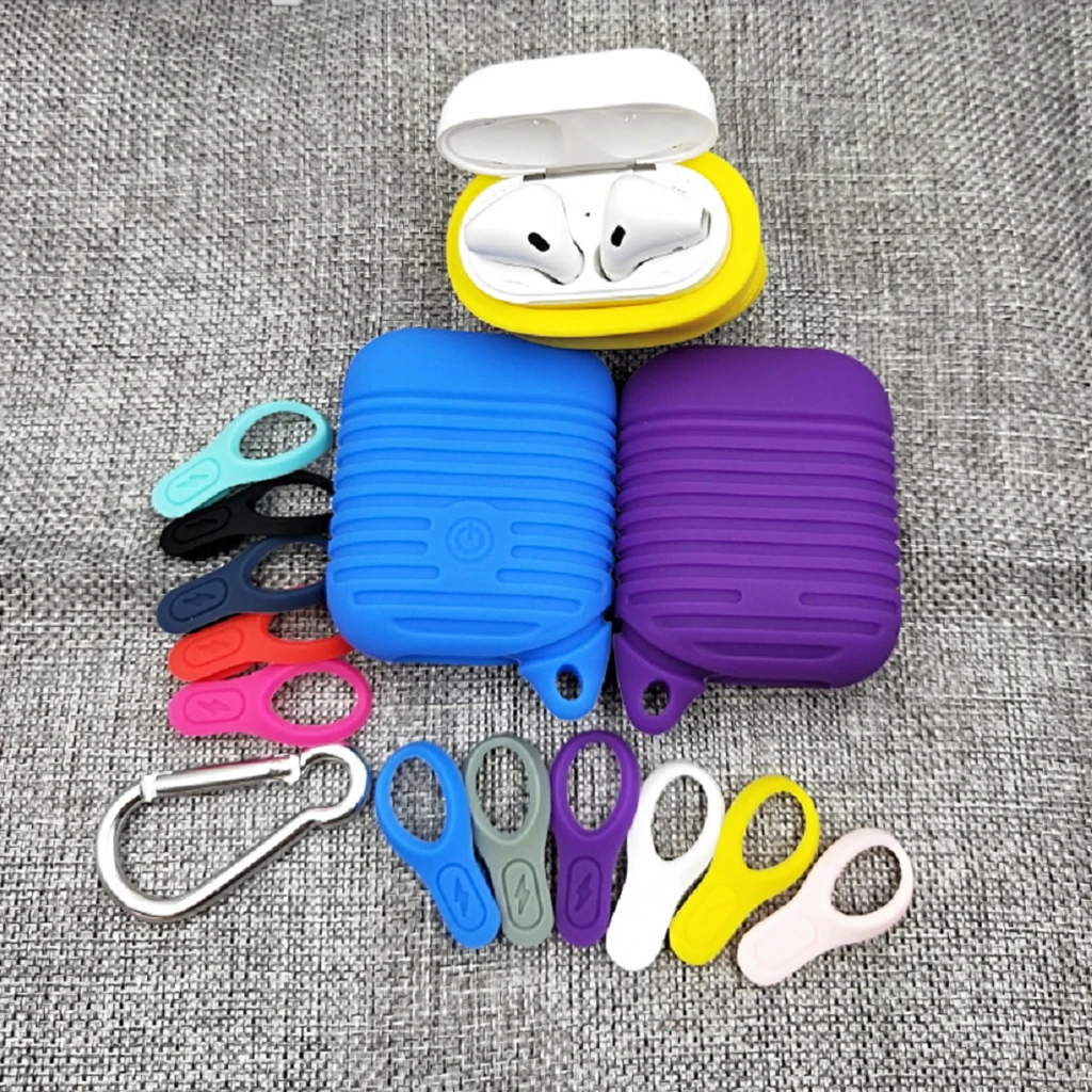 Mini Soft Silicone Case For Shockproof Cover For Apple Earphone Cases Ultra Thin Protector Case with Keychain