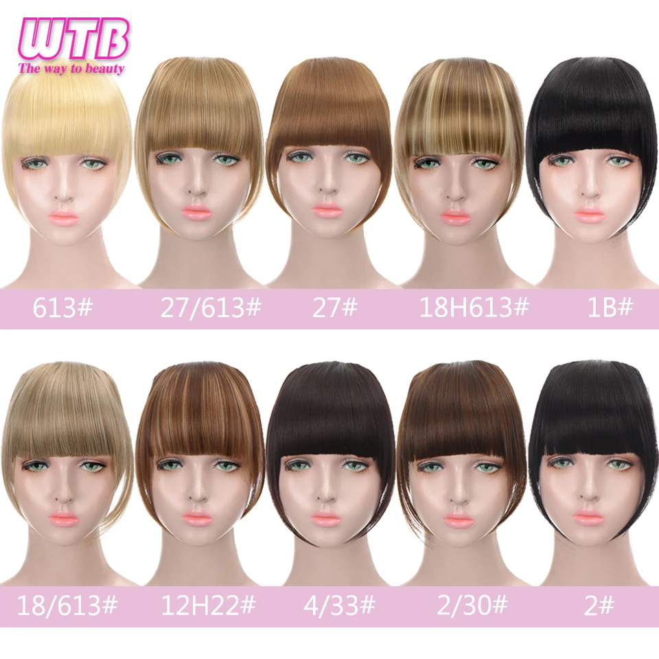 WTB Synthetic Fake Blunt Air Bangs Front Hair Extension Fringe Natural False Hairpieces Women Clip In Bangs Heat Resistant