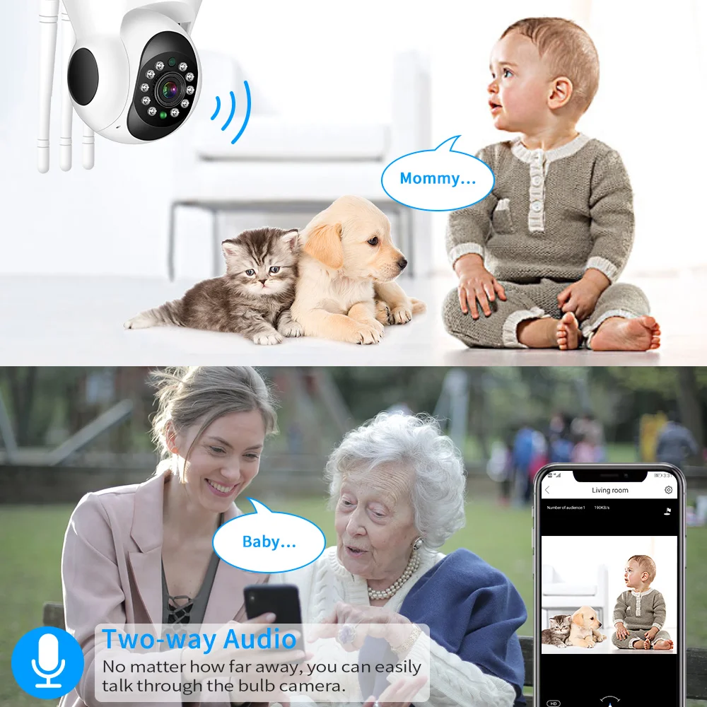 Hiseeu 2MP 3MP PTZ IP Camera WIFI Wireless Smart Home Security Surveillance Camera Two-way Audio Baby Pet Monitor Video Record