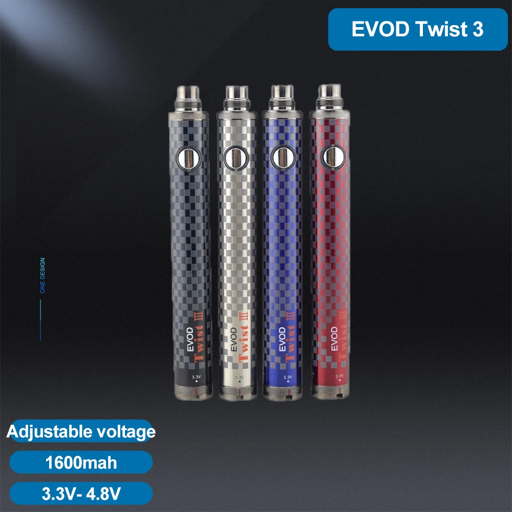 Горячая Распродажа EVOD Twist 3 1600mah батарея III Регулируемое напряжение V-4 8 V 4 цвета Vs