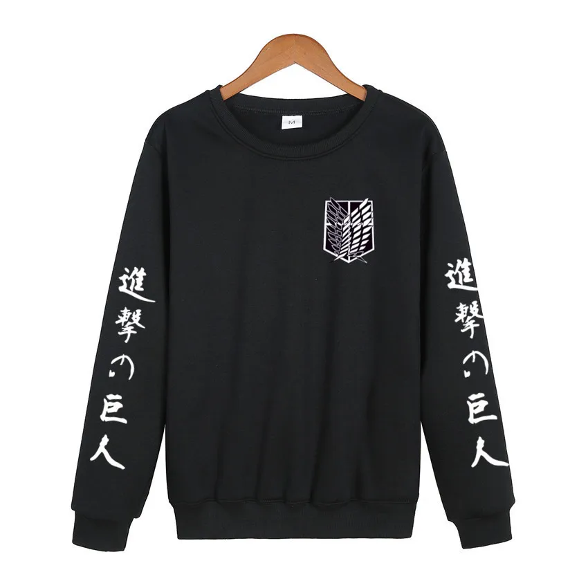 

Anime Attack on Titan Printed Hoodie Sweatshirts O-Neck Harajuku Aesthetic Long Sleeve Men Casual Fleece pullover Sweatshirt