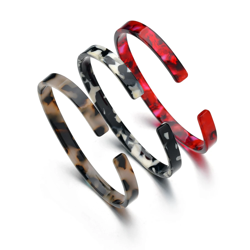 New Fashion Leopard Resin Bracelets Bangle For Women Bohemian Open Cuff Acrylic Bracelet Vintage Tortoiseshell Punk Jewelry Gift